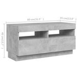 vidaXL Meuble TV avec lumières LED Gris béton 260x35x40 cm