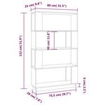 vidaXL Bibliothèque/Cloison Marron miel 80x25x132 cm Bois massif
