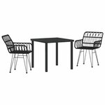 vidaXL Ensemble de salle à manger pour jardin 3 Pièces Noir Poly rotin