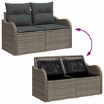 vidaXL Ensemble de canapé de jardin 7 Pièces Gris Poly rotin