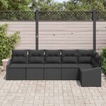 vidaXL Ensemble de canapé de jardin avec coussin 6 Pièces Noir polyrotin