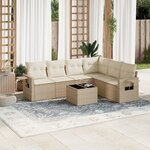 vidaXL Salon de jardin avec coussins 7 Pièces beige résine tressée