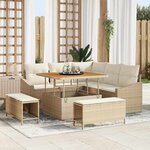 vidaXL Ensemble de canapé de jardin 8 Pièces Beige Poly rotin