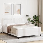 vidaXL Lit box spring avec matelas blanc 160 x 200 cm  simili cuir