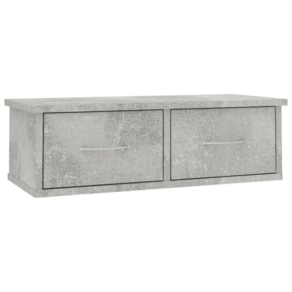 vidaXL Étagère murale avec tiroirs Gris béton Bois d'ingénierie