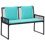 vidaXL Ensemble de meubles d'extérieur 9 Pièces Noir et turquoise