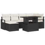 Ensemble de canapés de jardin vidaXL 7 pièces avec coussins en poly rotin noir