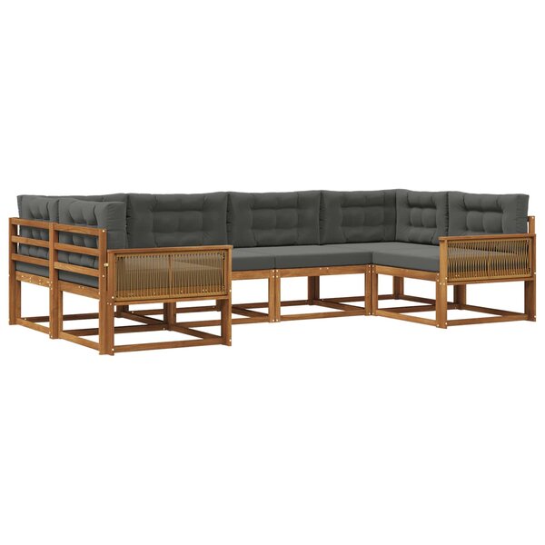 vidaXL Ensemble de canapés d'extérieur 6 Pièces Naturel et Anthracite