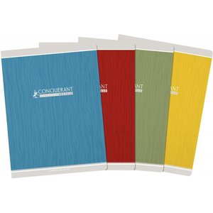 Cahier piqûre 48 pages seyès 90 g  papier et couverture recyclés  format 24 x 32 cm CONQUERANT RECYCLE