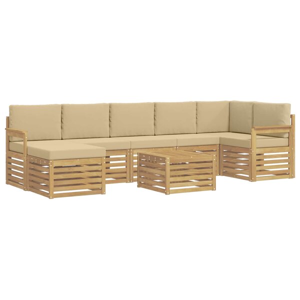 vidaXL Ensemble de canapés d'extérieur 7 Pièces Blanc et Beige