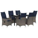 vidaXL Ensemble de salle à manger pour jardin 7 Pièces Gris polyrotin