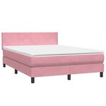 vidaXL Sommier à lattes de lit avec matelas rose 160x220 cm velours