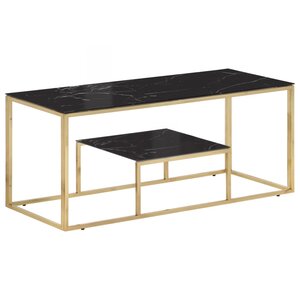 vidaXL Table basse doré acier inoxydable et verre trempé
