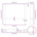vidaXL Pieds de table basse Noir 2 pièces 60 x (42-43) cm Acier