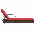 vidaXL Chaise longue avec coussin Marron 63 x 200 x 81 cm Résine tressée (États-Unis uniquement)