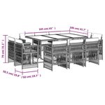 vidaXL Ensemble à manger de jardin et coussins 11 Pièces marron rotin