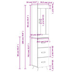 vidaXL Buffet haut Gris béton 34 5x34x180 cm Bois d'ingénierie