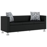 vidaXL Jeu de canapé à 2 places et à 3 places et fauteuil Noir