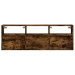 vidaXL Meuble TV mural avec lumières LED chêne fumé 130x31x45 cm