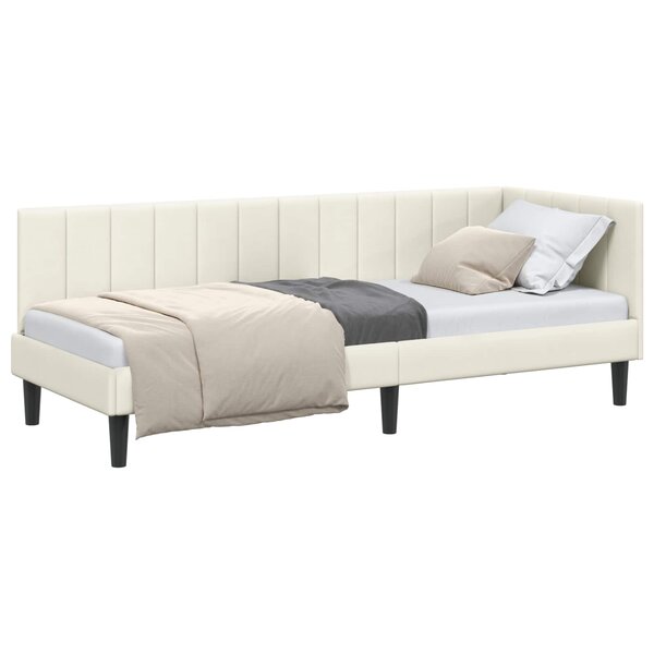 vidaXL Cadre de lit d'angle Crème 80 x 200 cm Velours