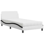 vidaXL Lit avec matelas Dover blanc et noir 100x200 cm similicuir