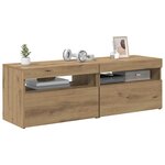 vidaXL Meubles TV avec lumières LED 2 Pièces chêne artisanal