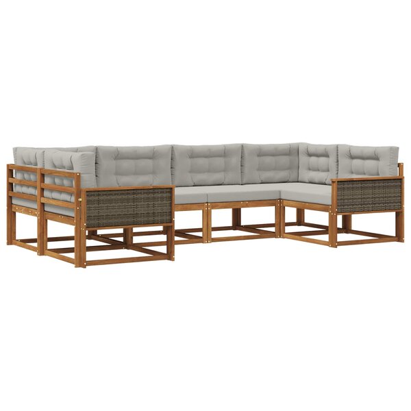 vidaXL Ensemble de canapés d'extérieur 6 pc Naturel et gris clair