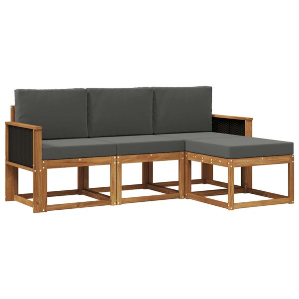 vidaXL Ensemble de canapés d'extérieur 4 Pièces Naturel et Anthracite