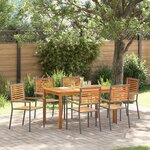 Ensemble de Salle à Manger de Jardin 7 Pièces vidaXL Gris Poly Rattan Acacia