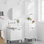 vidaXL Ensemble de mobilier de salle de bain avec tiroir 3 Pièces Blanc