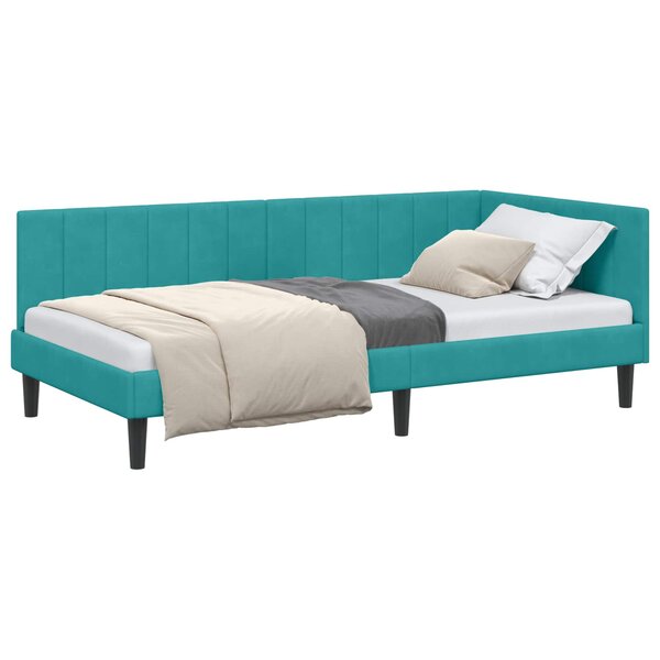 vidaXL Cadre de lit d'angle Turquoise 100 x 200 cm Velours