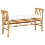 vidaXL Banc de jardin avec coussin de 110 cm en bambou