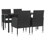 vidaXL Ensemble à manger de jardin 5 Pièces noir résine tressée et acier