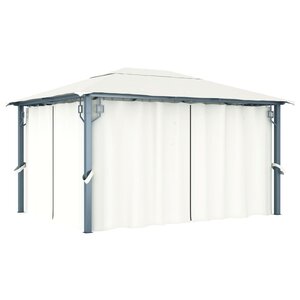 vidaXL Tonnelle avec rideau 400x300 cm Crème Aluminium