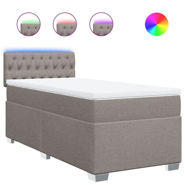 vidaXL Sommier à lattes de lit avec matelas Taupe 90x190 cm Tissu