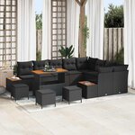 vidaXL Ensemble de canapé de jardin 13 Pièces Noir Poly rotin