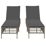 vidaXL Chaises longues avec coussins lot de 2 gris résine tressée