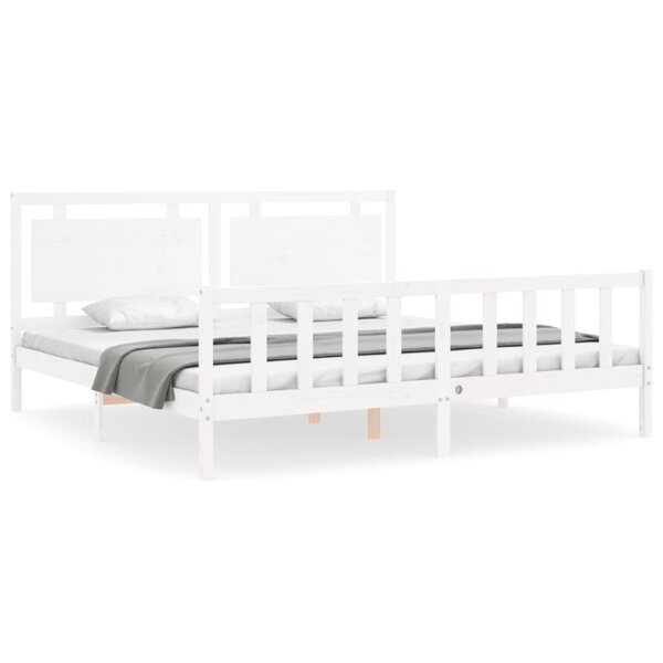 vidaXL Cadre de lit avec tête de lit blanc 200x200 cm bois massif