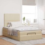 vidaXL Cadre de lit ottoman avec matelas crème 120x190 cm tissu