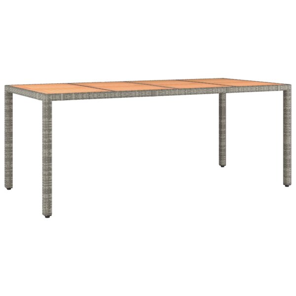 vidaXL Table de jardin et dessus en bois Gris Résine tressée et acacia