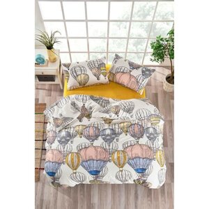 Parure de lit - housse de couette 220 x 240 + 2 taies d'oreiller 60 x 60 coton renforcé - Moutarde