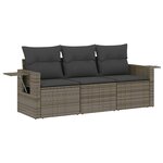 vidaXL Salon de jardin avec coussins 3 Pièces gris résine tressée
