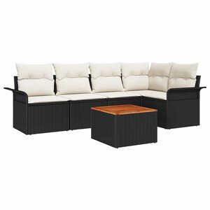 vidaXL Ensemble de canapé de jardin 6 Pièces Noir  Crème 55 x 55 x 37 cm