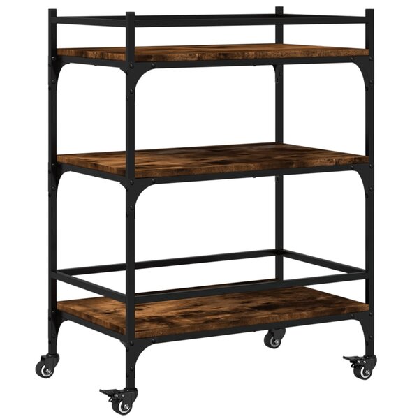 vidaXL Chariot de cuisine chêne fumé 65x40x86 5 cm bois d'ingénierie