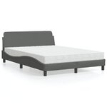 vidaXL Lit avec matelas gris foncé 140x190 cm tissu