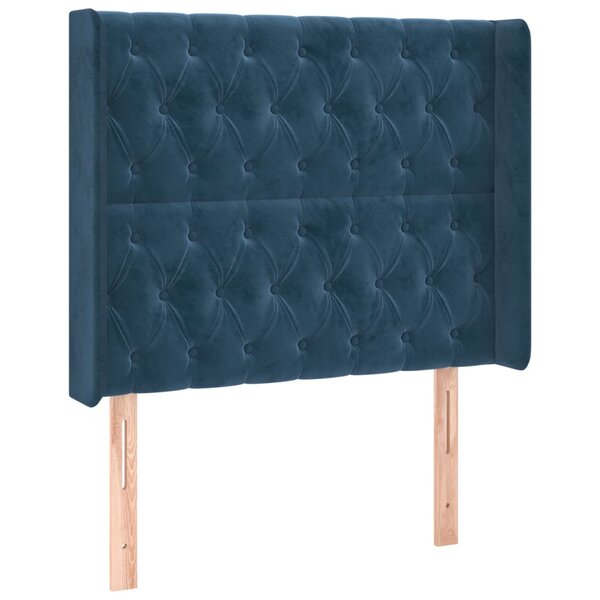 vidaXL Tête de lit avec oreilles Bleu foncé 93x16x118/128 cm Velours