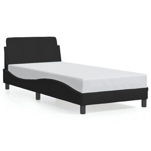vidaXL Cadre de lit avec tête de lit Dover noir 90x190 cm tissu