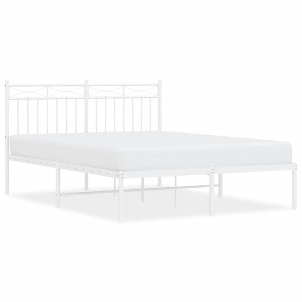 vidaXL Cadre de lit métal sans matelas et tête de lit blanc 140x200 cm