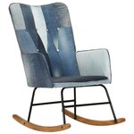 vidaXL Chaise à bascule Denim Bleu Toile patchwork