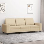 vidaXL Canapé à 3 places Crème 180 cm Tissu